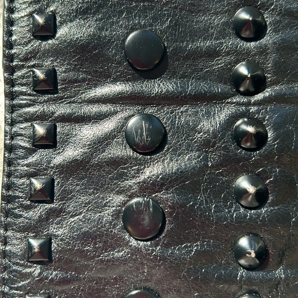 BCBG Black Leather Studded Clutch - Picture 4 of 9